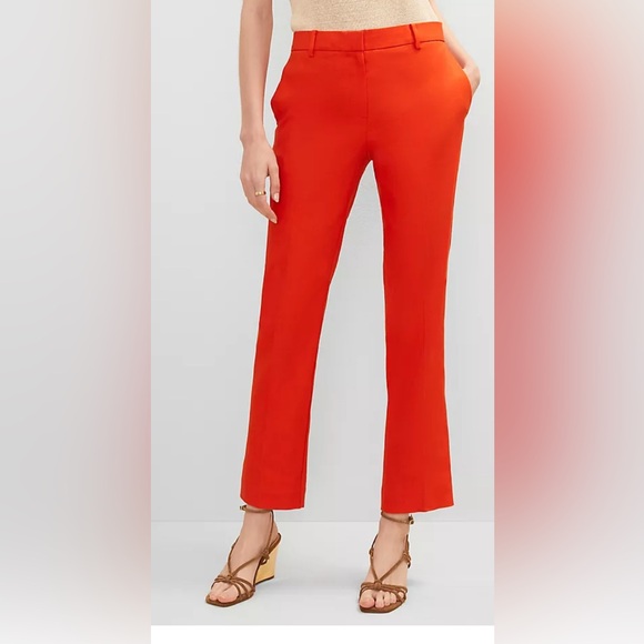 Ann Taylor Linen Eva Pant in Red Pepper/ Orange Cropped Trousers Size 12 NWOT